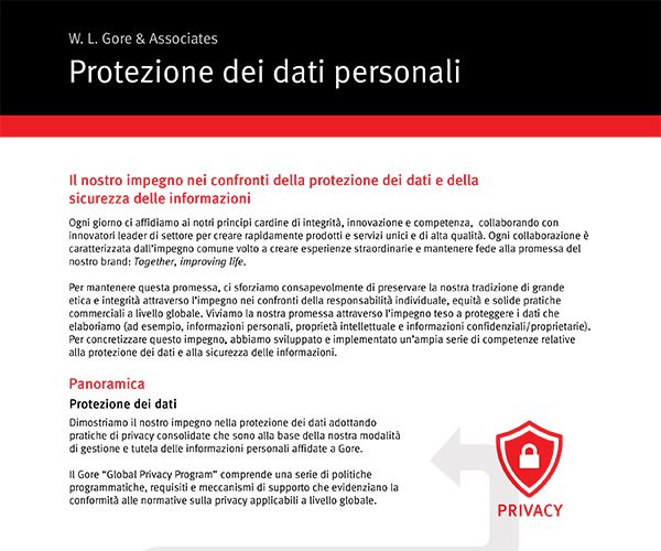 IL NOSTRO APPROCCIO ALLA PROTEZIONE DEI DATI