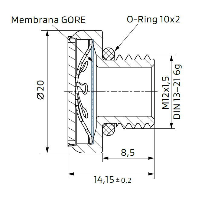 Design e dimensioni GORE® PolyVent Ex+