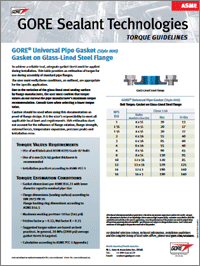 Tabella coppia di serraggio Gore per flange in acciaio vetrificato ASME